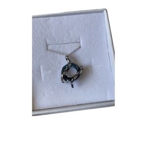 AOBOCO Snake Necklace‎ 925 Sterling Austria Circle Crystal Silver Animal Pendant